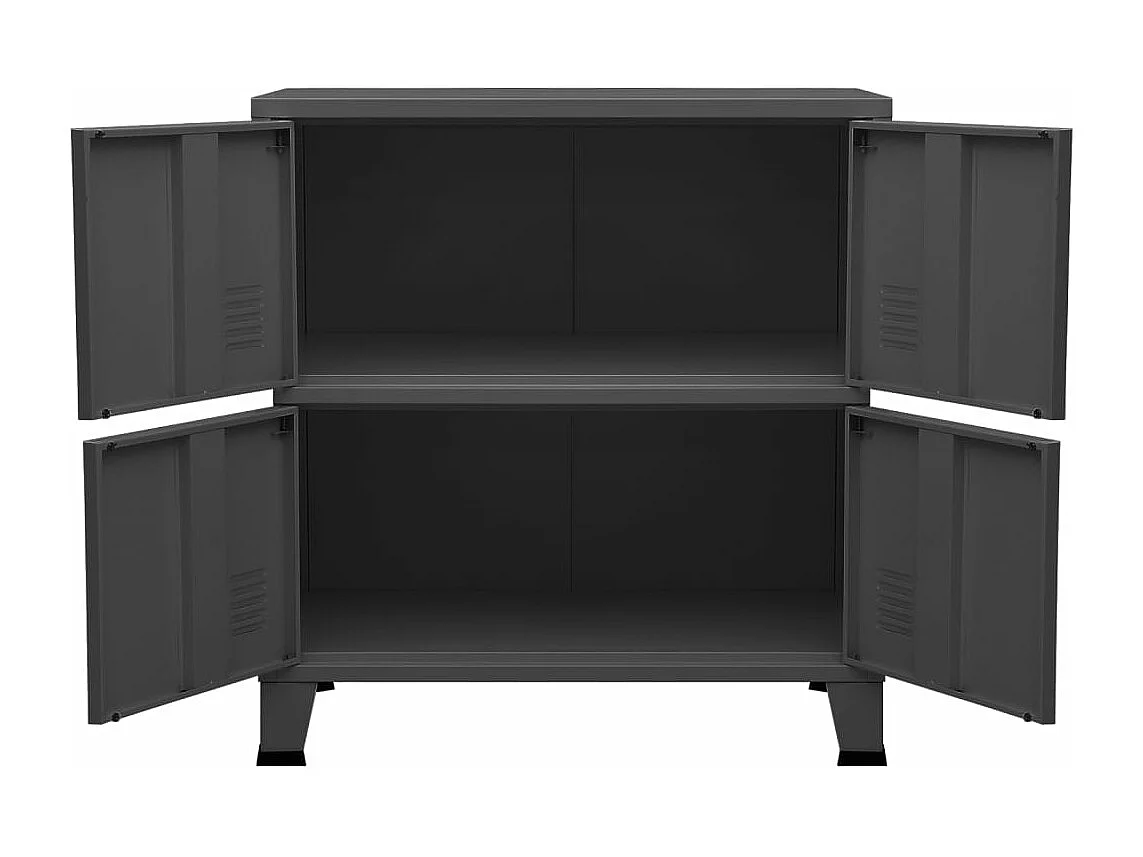 Coffre de rangement industriel Anthracite 75x40x80 cm Acier FR866047