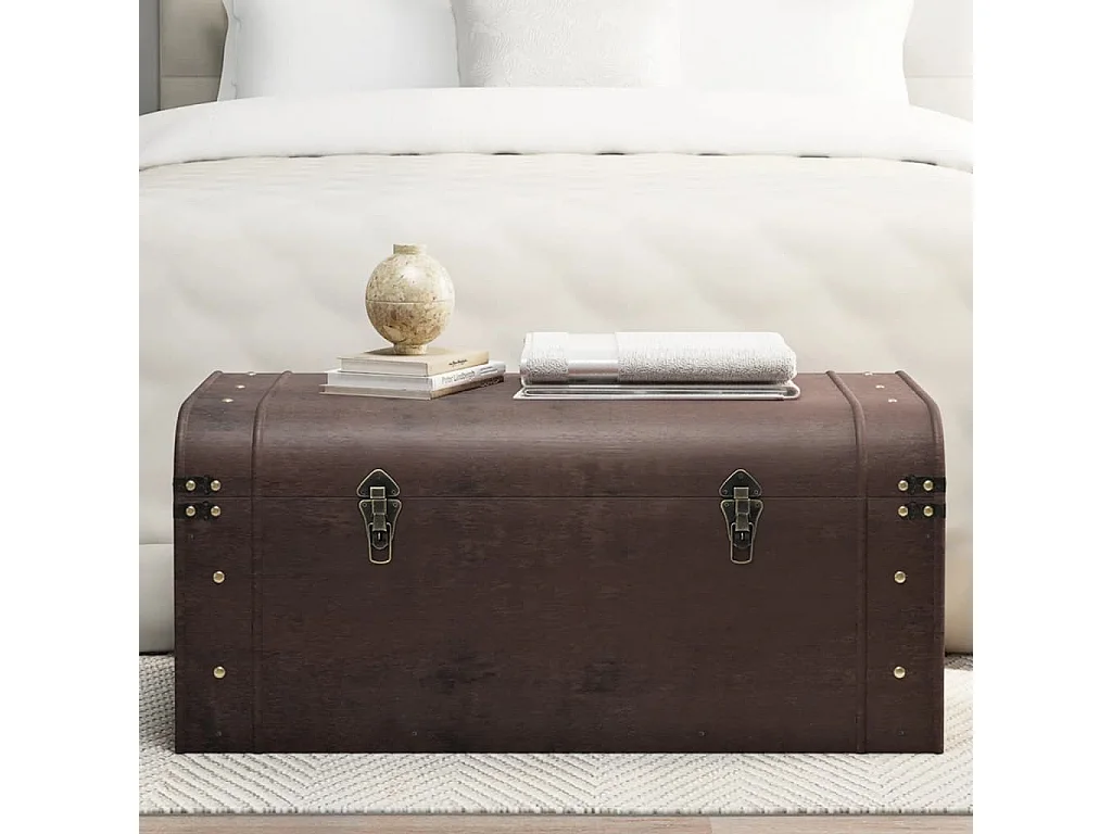 Coffre à trésors avec loquets marron foncé contreplaqué FR698649