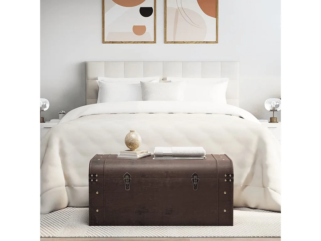 Coffre à trésors avec loquets marron foncé contreplaqué FR698649