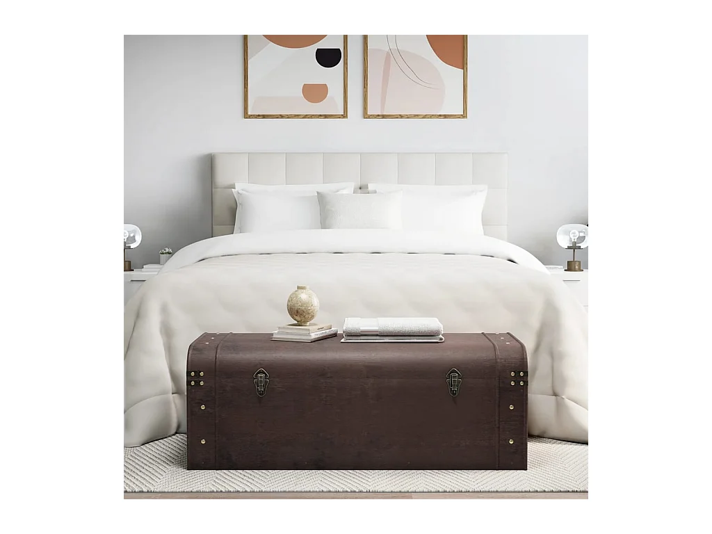 Coffre à trésors avec loquets marron foncé contreplaqué FR128244