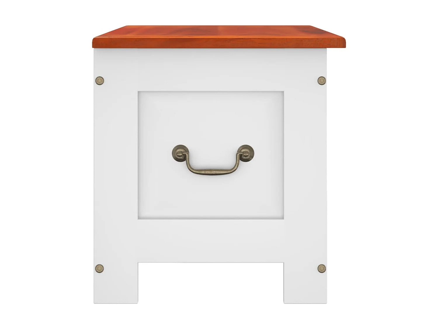 Baúl de almacenaje con tapa madera de acacia marrón y blanco ES259414