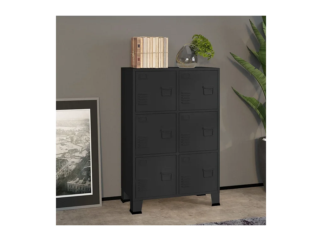Coffre de rangement industriel Noir 75x40x115 cm Métal FR528521