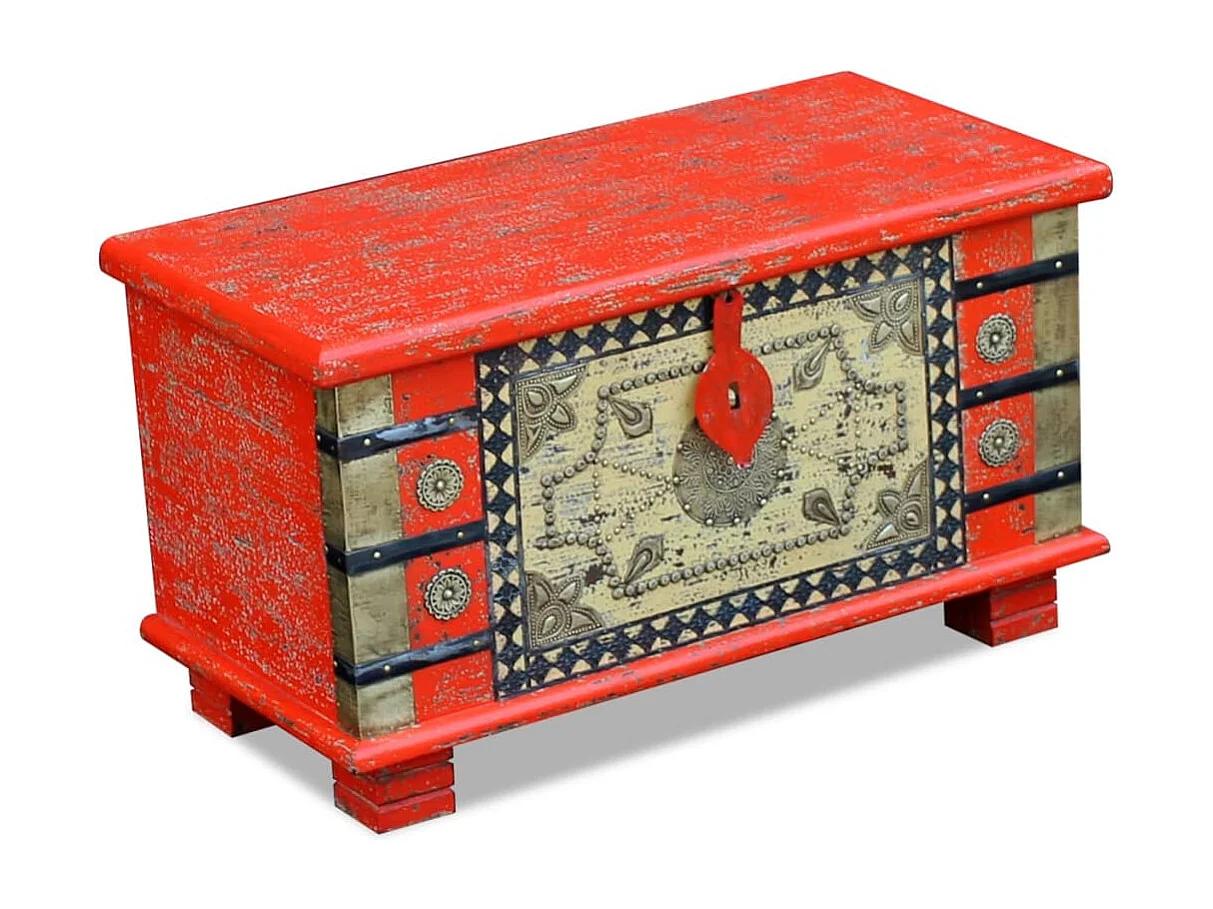 Arca arrumos madeira de mangueira 80x40x45 cm vermelho PT139700