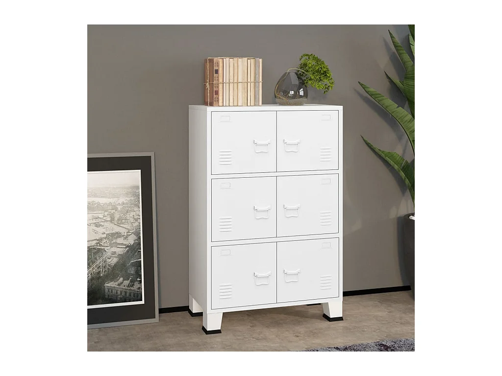 Coffre de rangement industriel Blanc 75x40x115 cm Métal FR424495