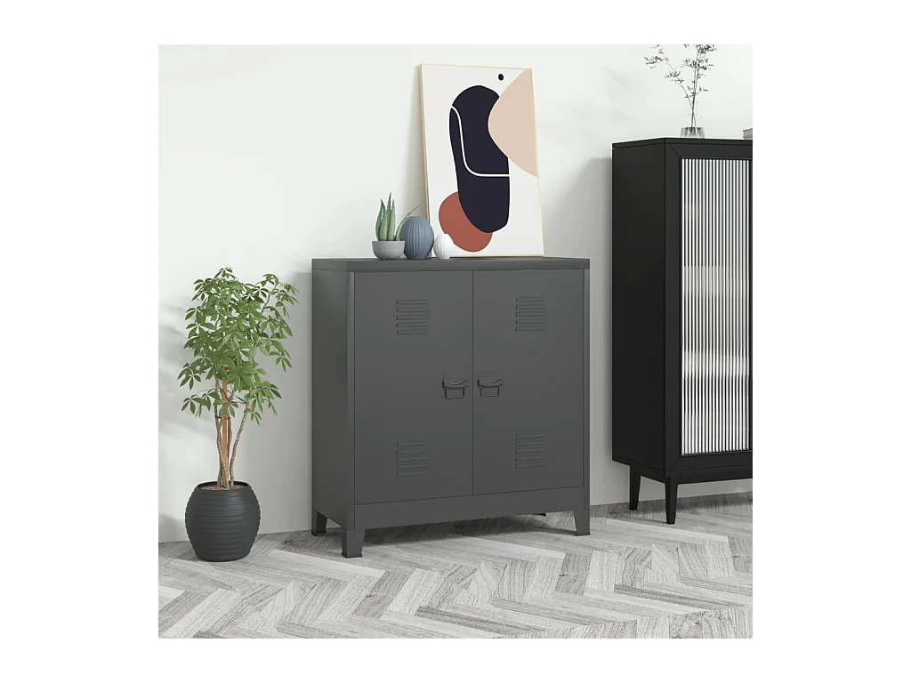 Baúl de almacenaje industrial acero antracita 90x40x100 cm ES209031