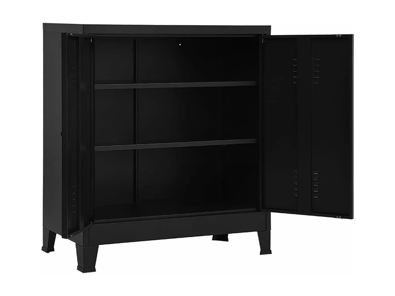 Baúl de almacenaje industrial acero negro 90x40x100 cm ES361079