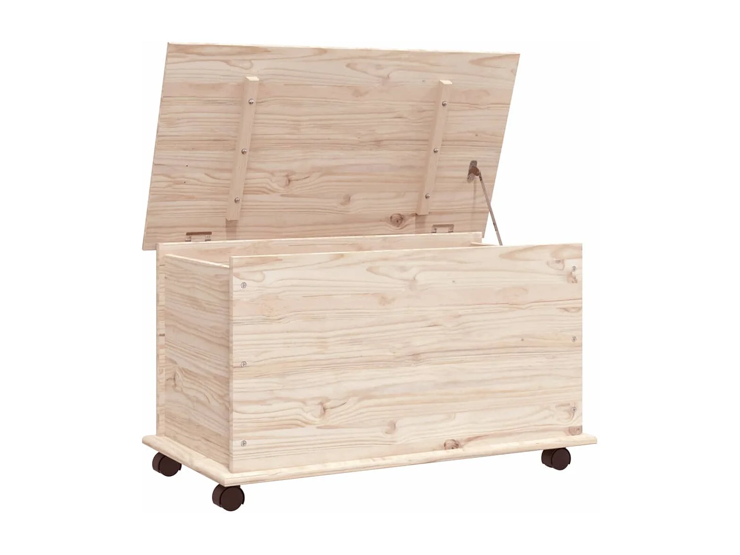 Baúl de almacenaje con ruedas ALTA madera maciza 73x39,5x44 cm ES330437