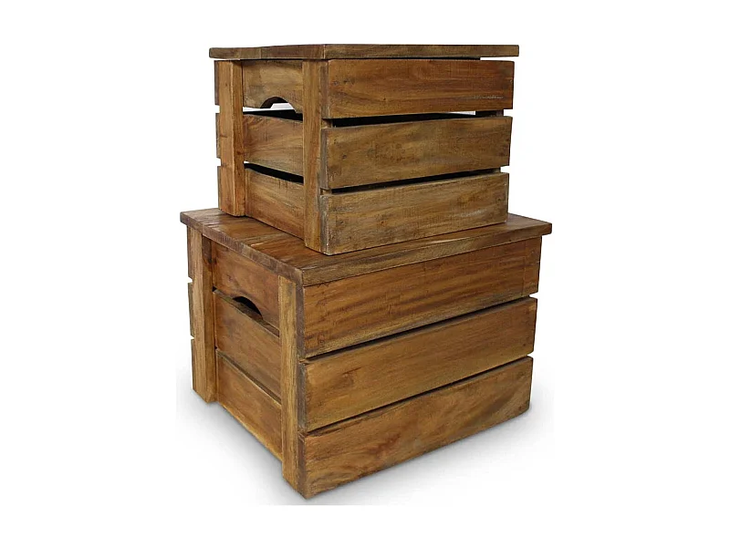 2-delige Opslagkrattenset massief gerecycled hout BE495080