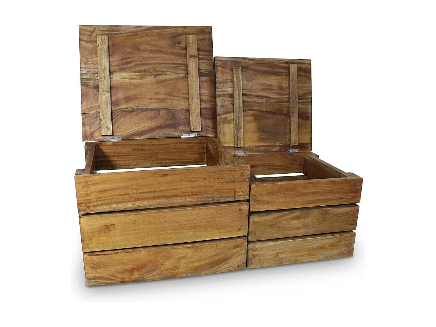 2-delige Opslagkrattenset massief gerecycled hout BE495080