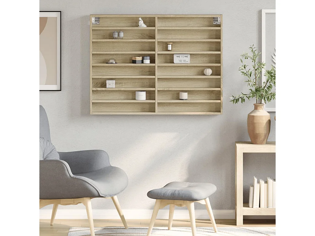 Armoire à vitrine chêne sonoma 100x8,5x75 cm bois d'ingénierie FR693255