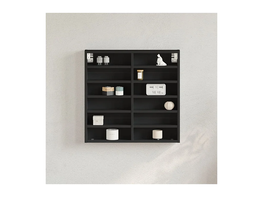 Armoire à vitrine noir 60x8,5x58 cm bois d'ingénierie FR197877