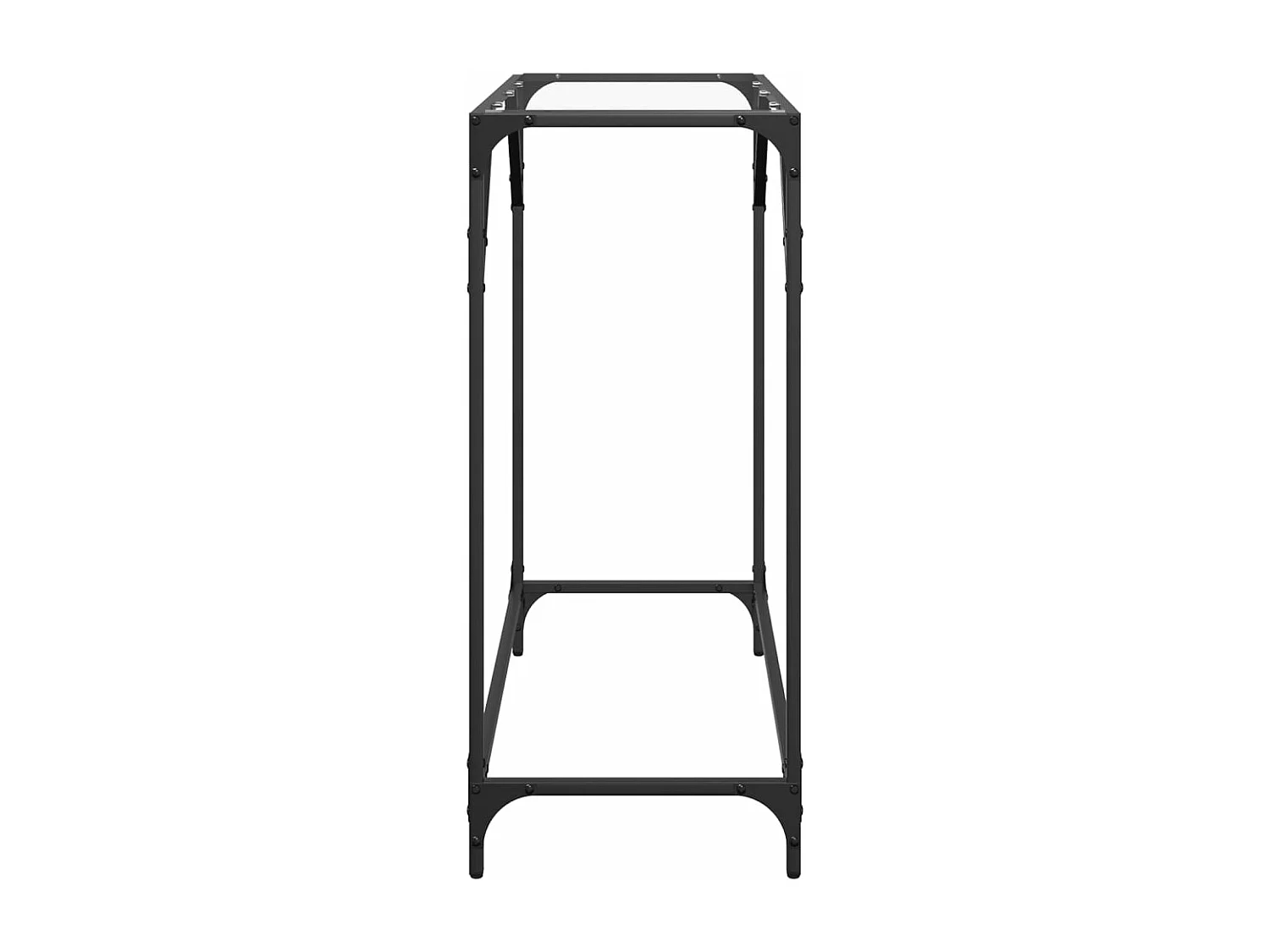 Table console avec dessus en verre transparent 80x35x81cm acier FR165319