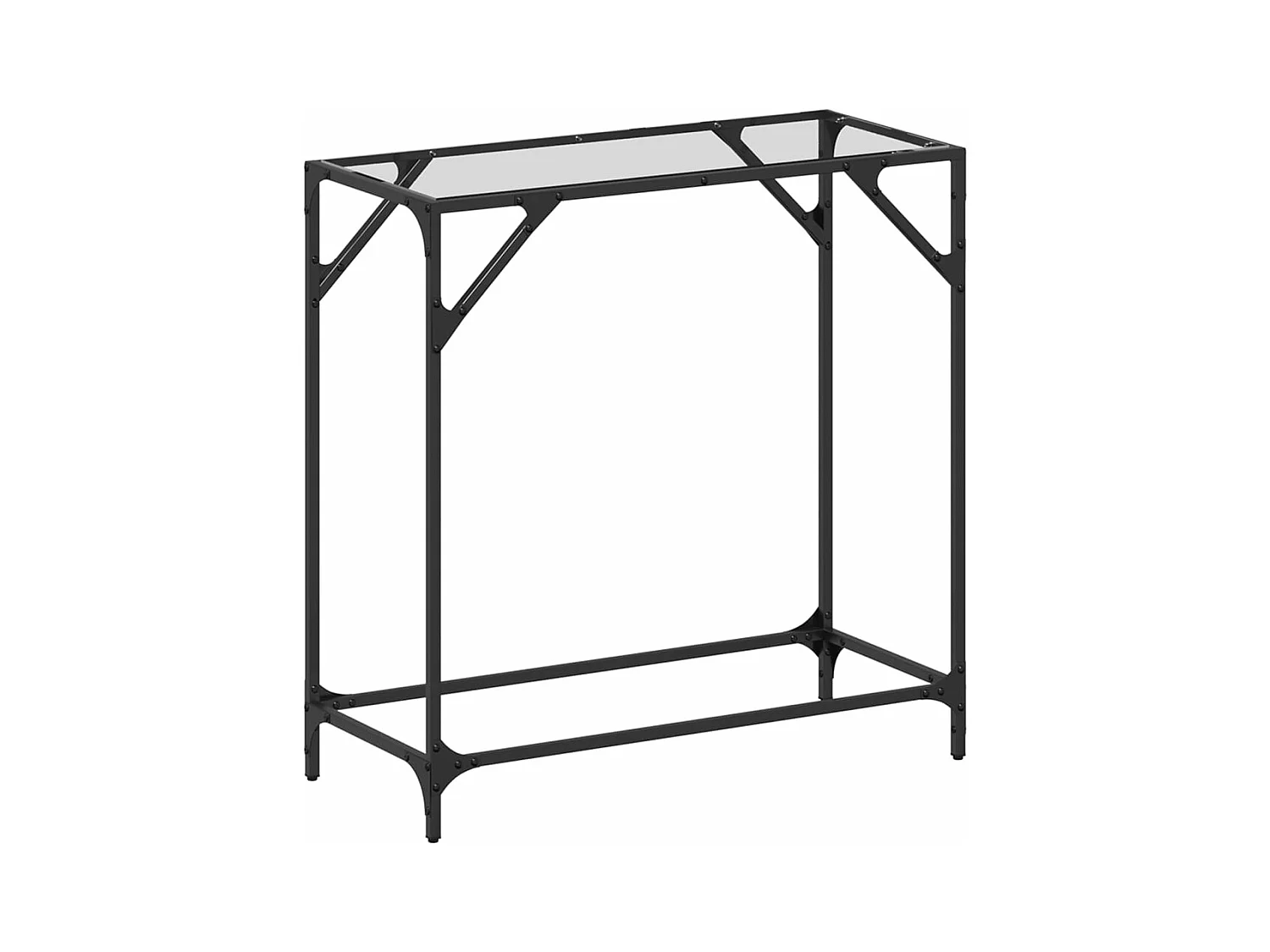 Mesa consola com tampo em vidro transparente 80x35x81 cm aço PT363030