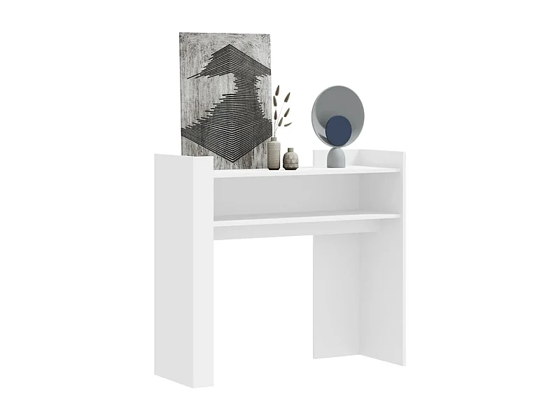 Wandtafel 100x35x90 cm bewerkt hout wit BE348877