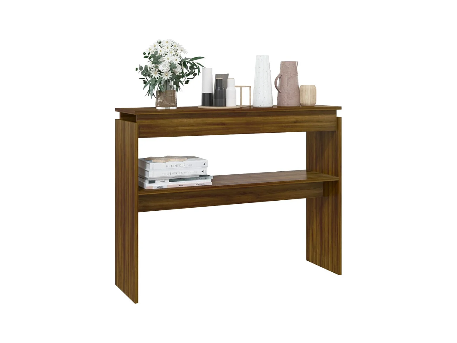 Mesa consola madera contrachapada roble marrón 102x30x80 cm ES293279