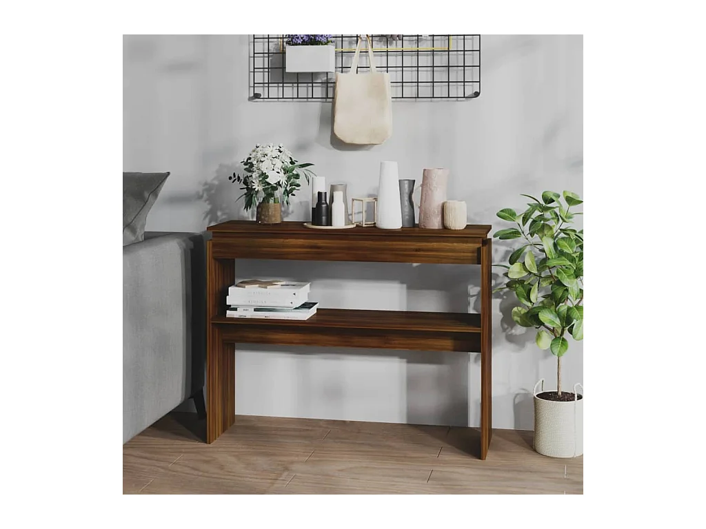 Table console Chêne marron 102x30x80 cm Bois d'ingénierie FR794841