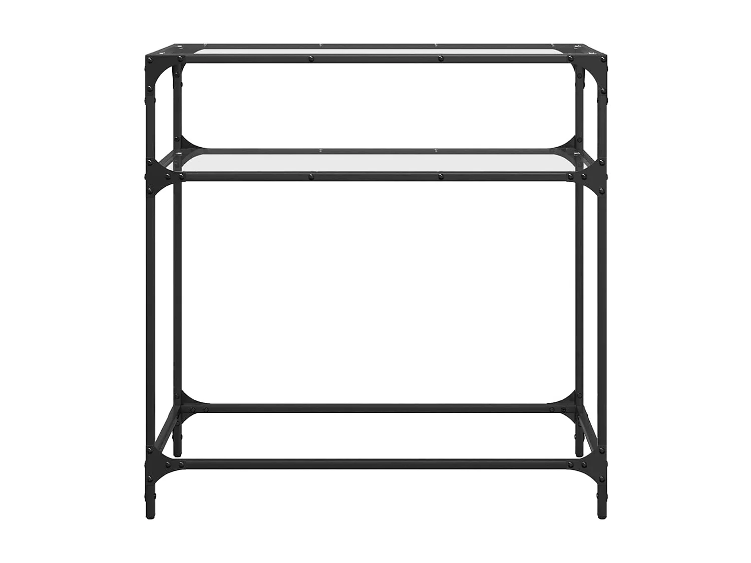 Table console avec dessus en verre transparent 80x35x81cm acier FR499514