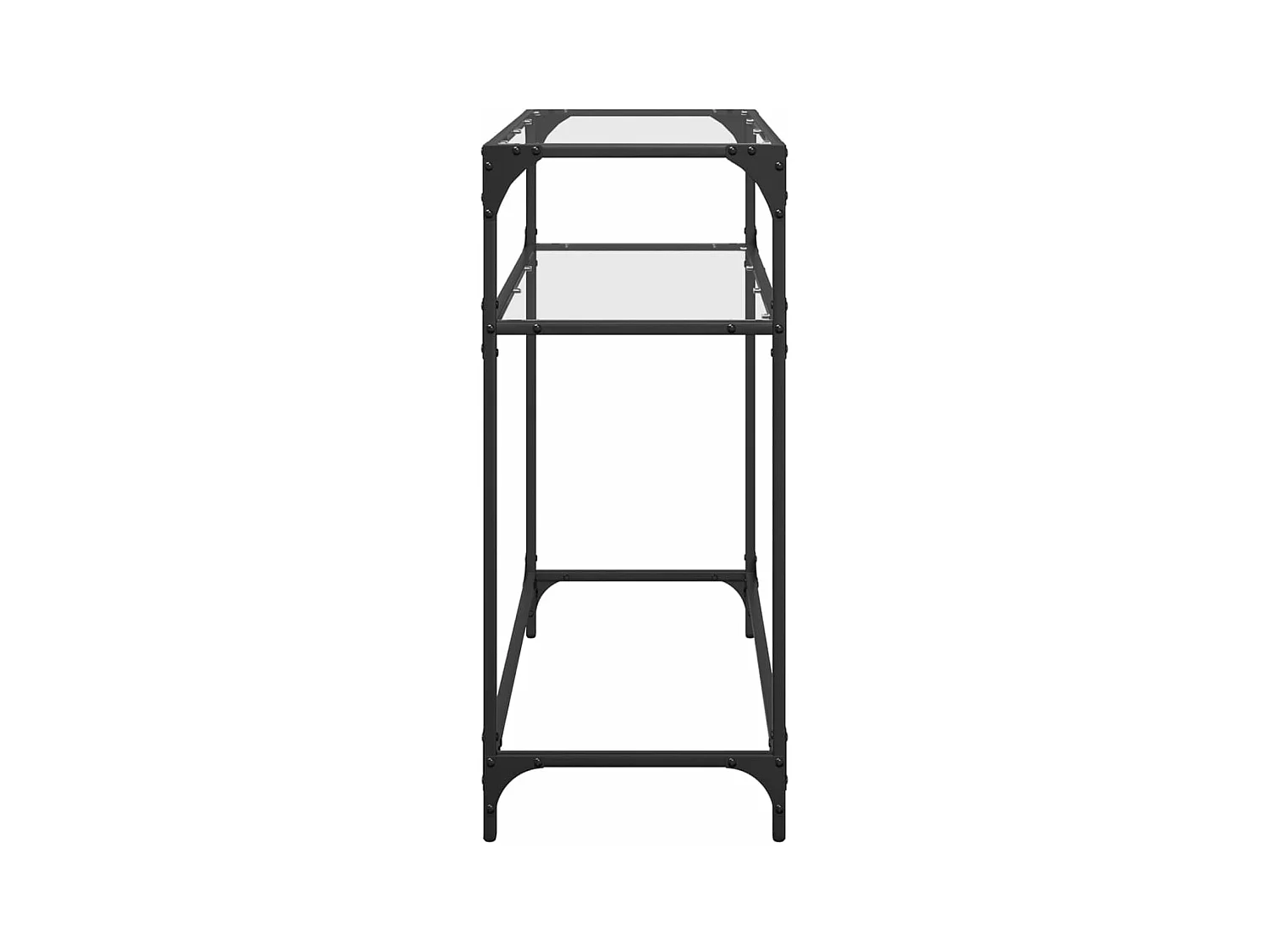Mesa consola com tampo em vidro transparente 80x35x81 cm aço PT367405