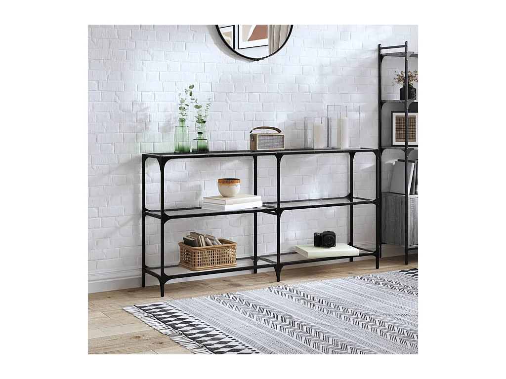 Table console avec dessus en verre transparent 158,5x30x81 cm FR957589