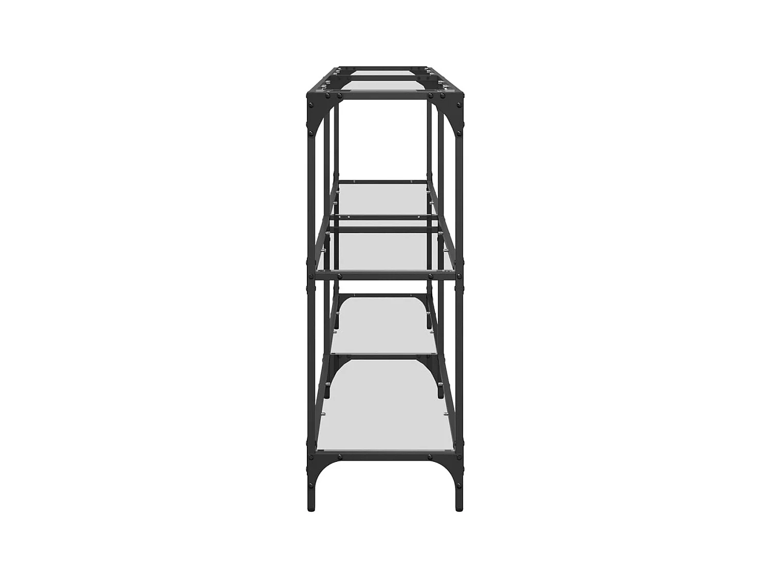 Mesa consola com tampo em vidro transparente 158,5x30x81 cm aço PT125732