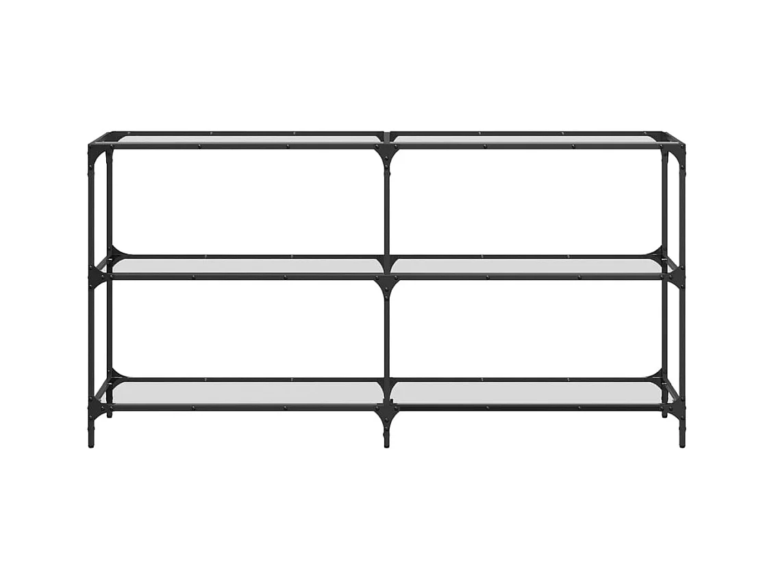 Mesa consola com tampo em vidro transparente 158,5x30x81 cm aço PT125732