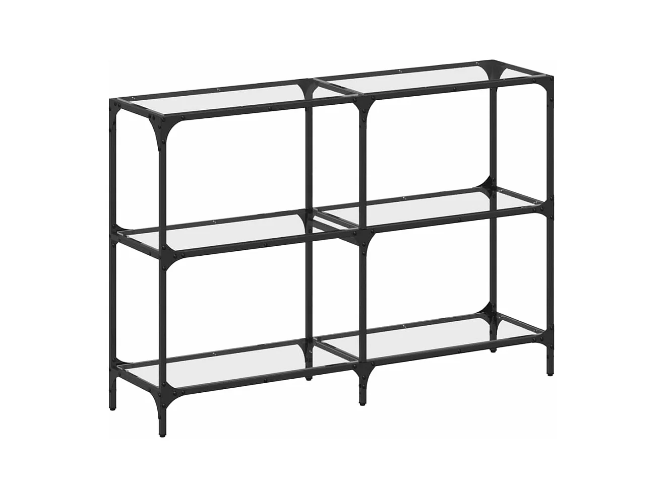 Mesa consola com tampo em vidro transparente 118,5x30x81 cm aço PT900960