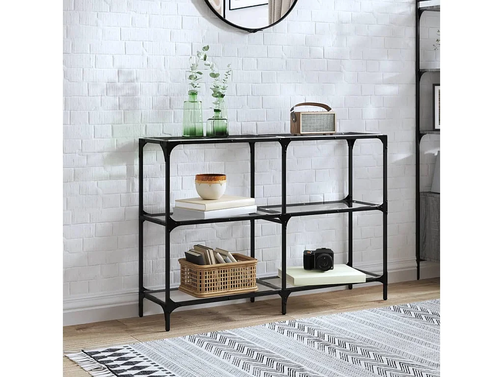 Wandtafel met transparant glazen blad 118,5x30x81 cm staal BE535997