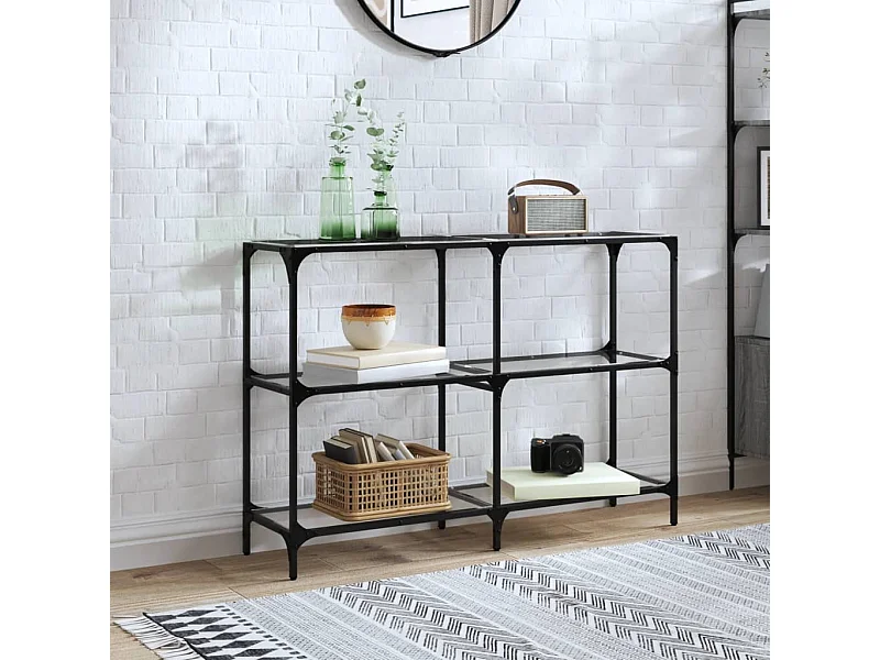 Wandtafel met transparant glazen blad 118,5x30x81 cm staal BE535997