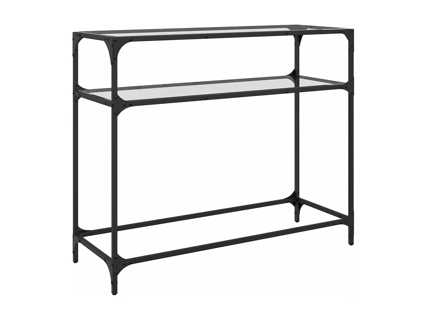 Table console avec dessus en verre transparent 98x35x81cm acier FR169196