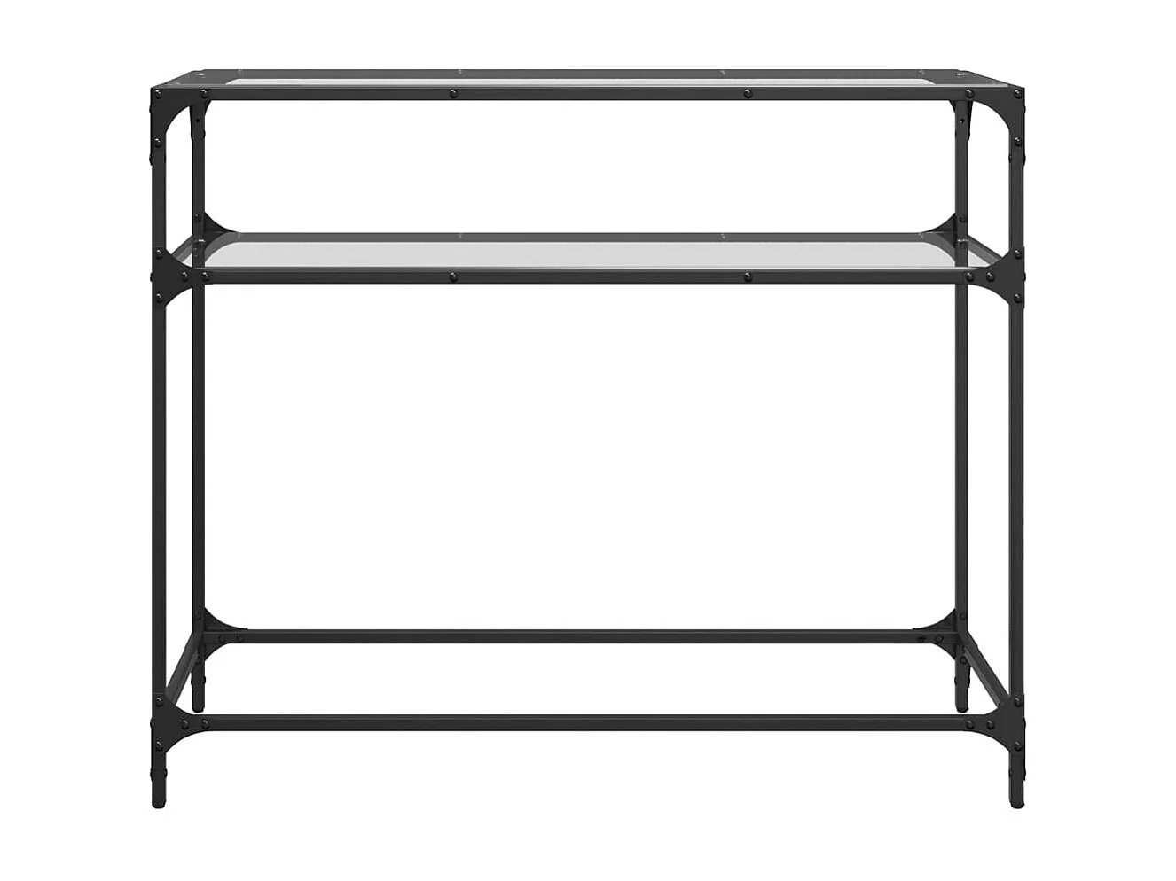 Table console avec dessus en verre transparent 98x35x81cm acier FR169196