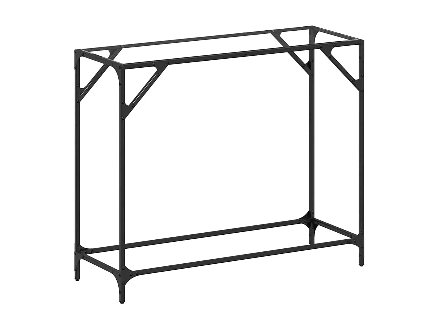 Table console avec dessus en verre transparent 98x35x81cm acier FR327842