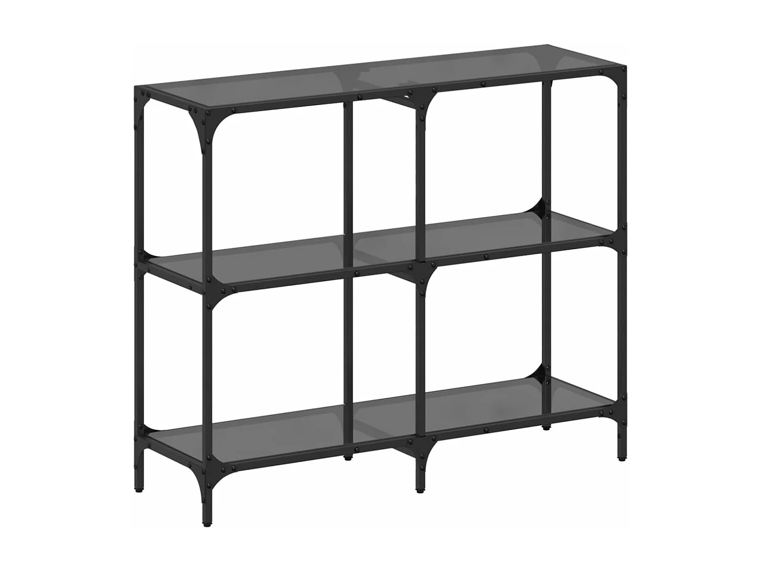 Table console avec dessus en verre noir 98x30x81 cm acier FR194452