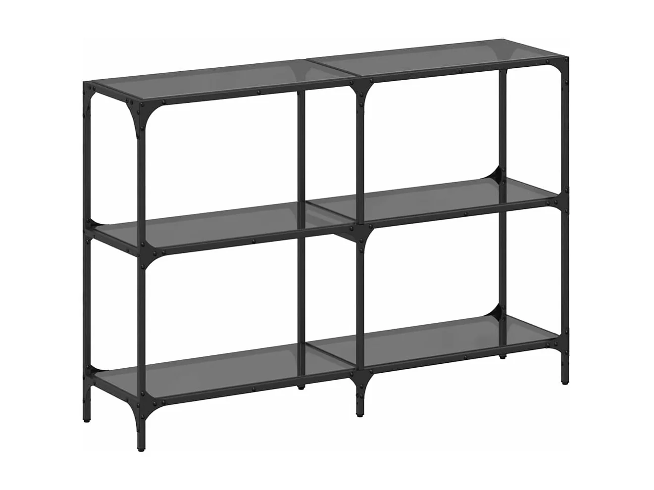 Table console avec dessus en verre noir 118,5x30x81 cm acier FR344565