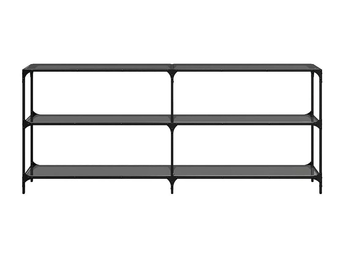 Mesa consola com tampo em vidro preto 194,5x30x81 cm aço PT515223