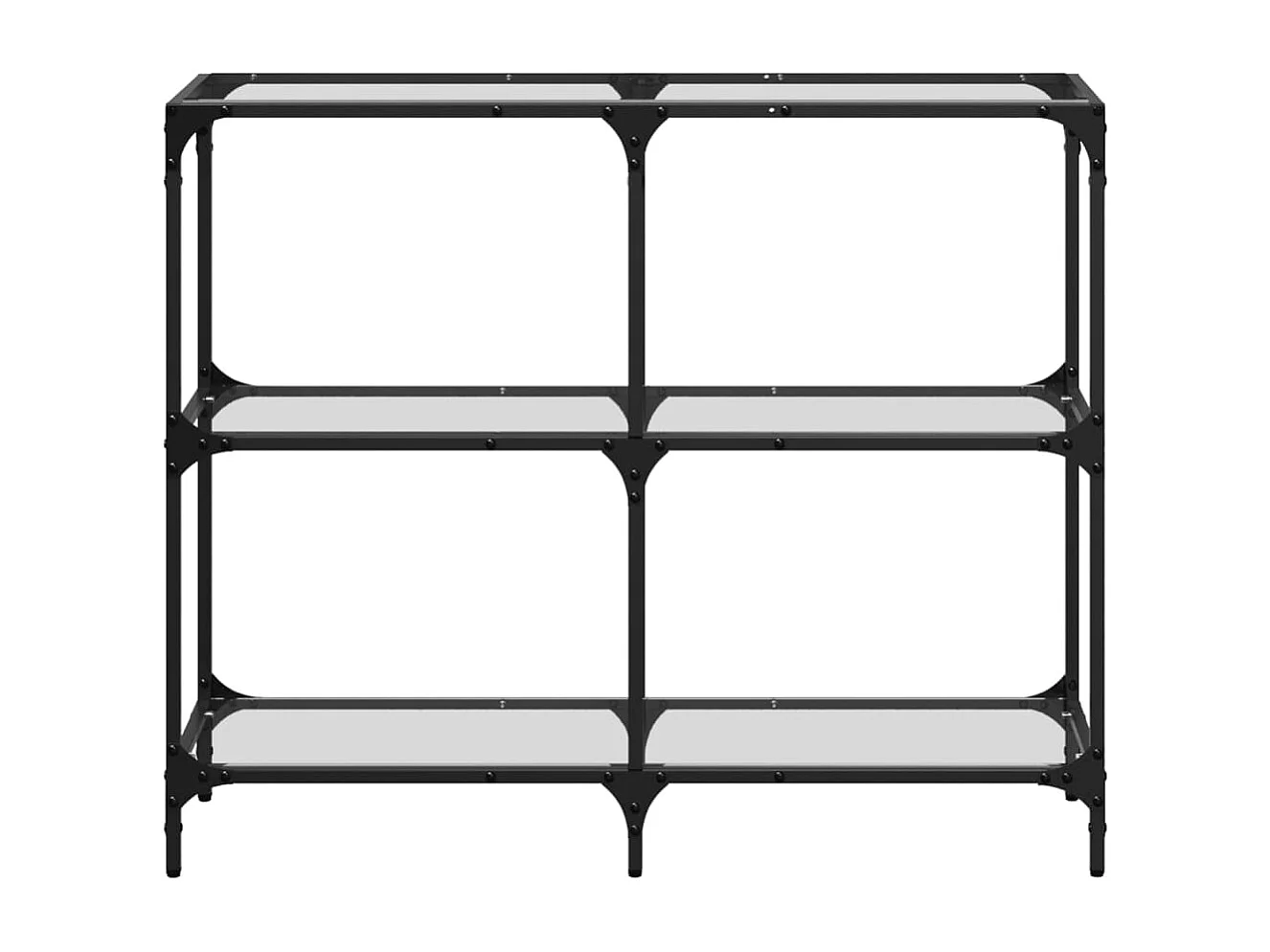 Table console avec dessus en verre transparent 98x30x81cm acier FR792354