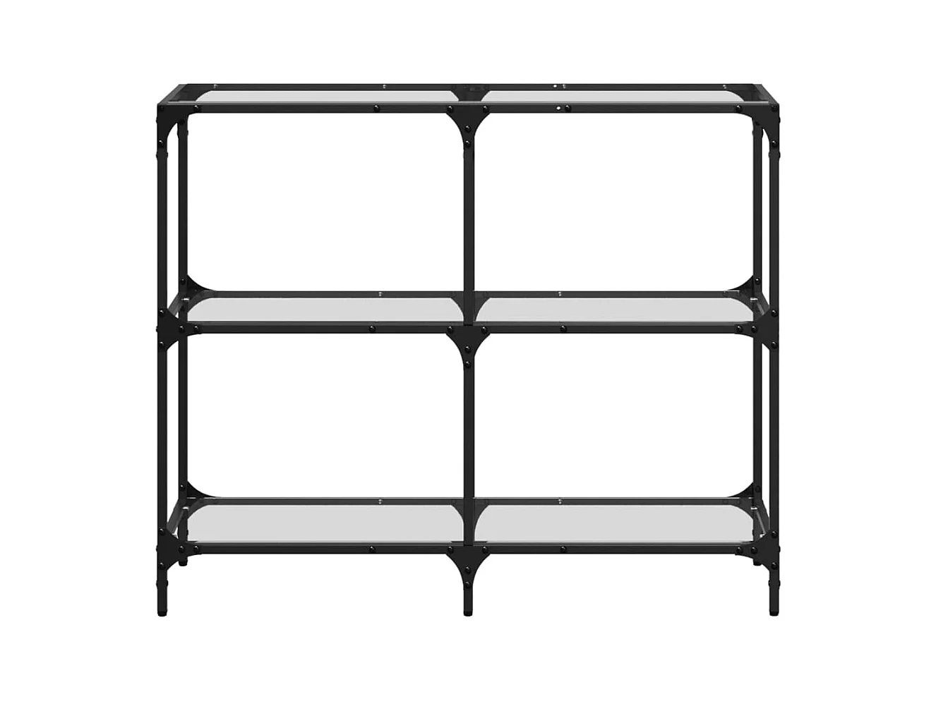 Mesa consola com tampo em vidro transparente 98x30x81 cm aço PT828074