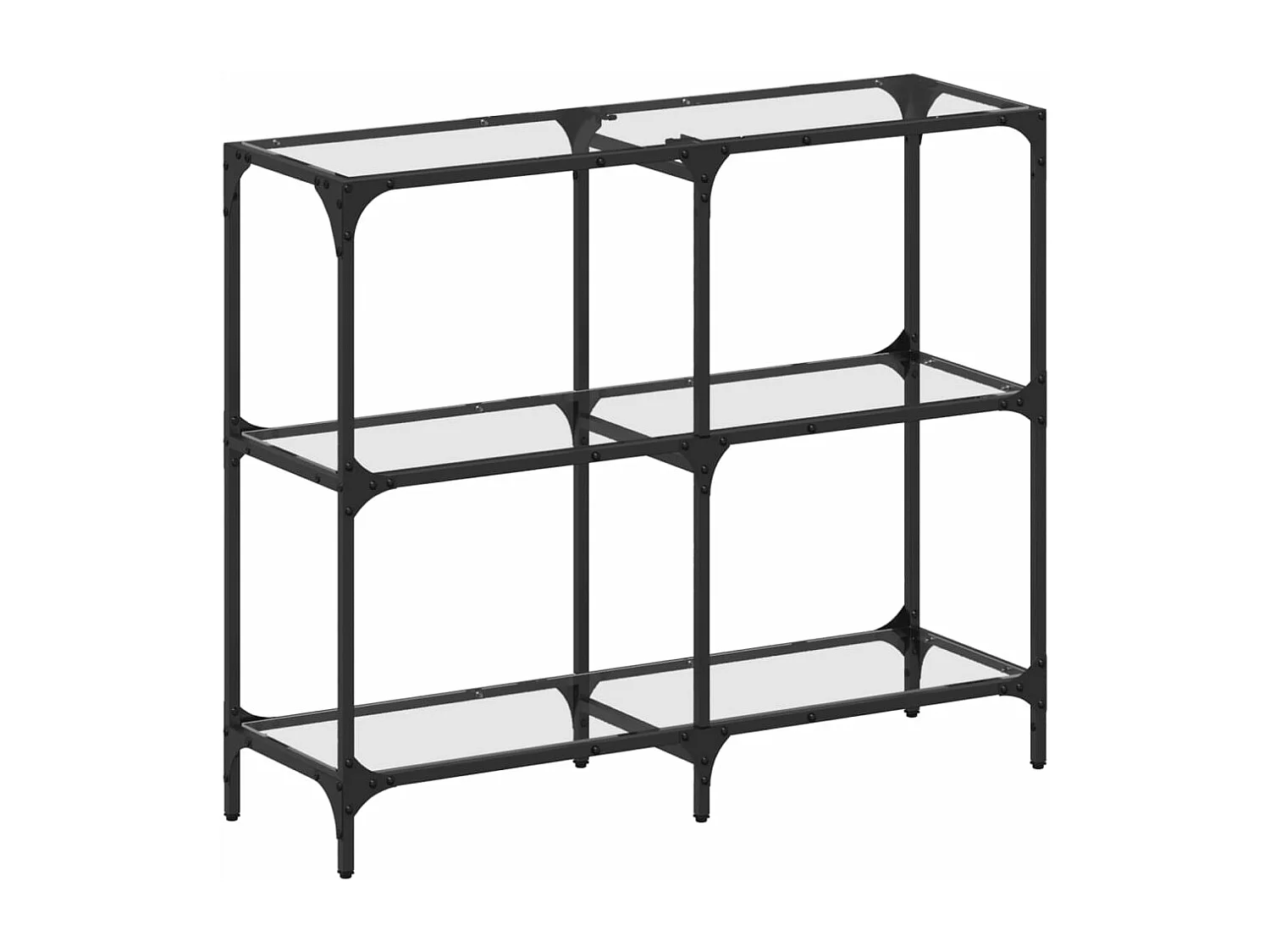 Table console avec dessus en verre transparent 98x30x81cm acier FR792354