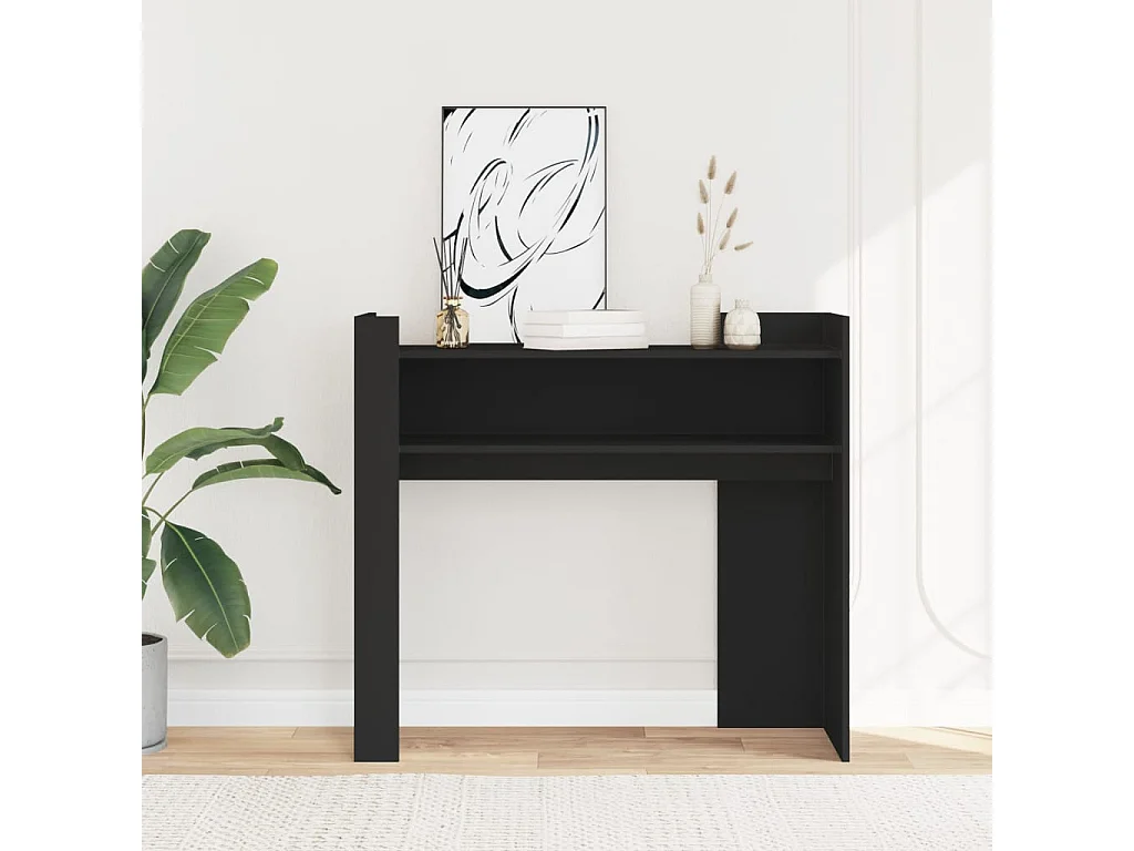 Table console noir 100x35x90 cm bois d'ingénierie FR814523