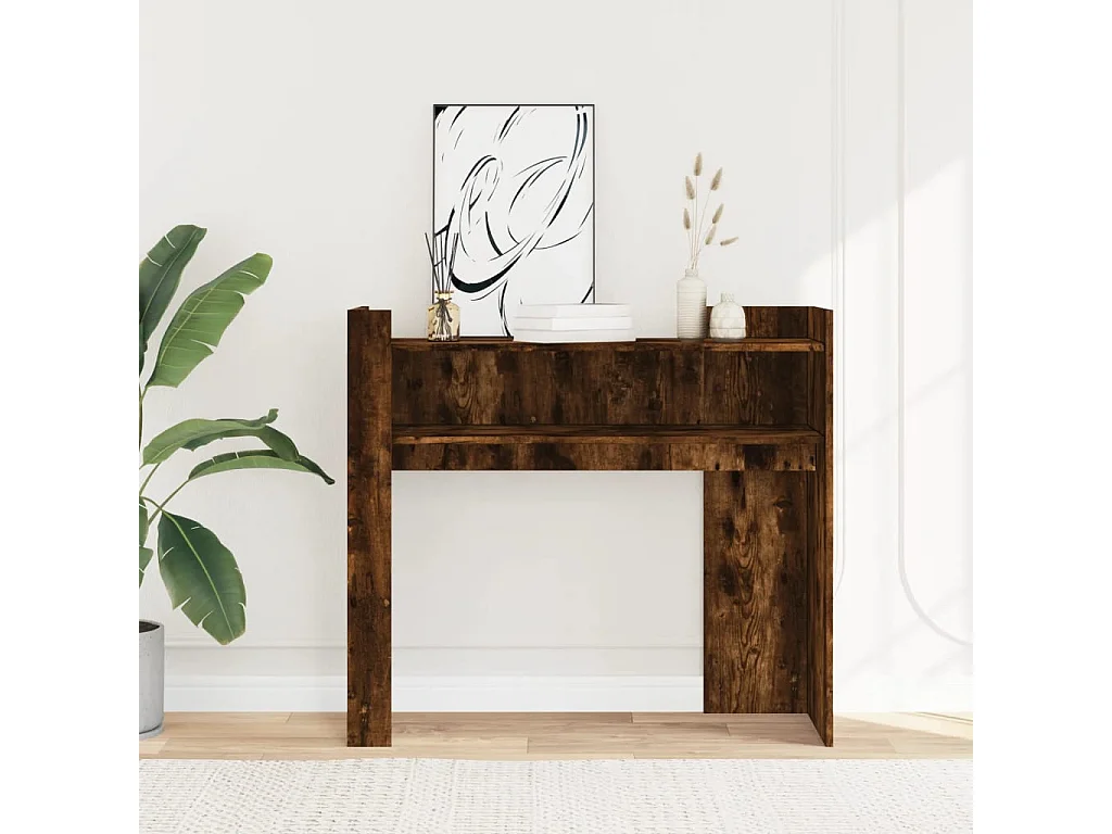 Wandtafel 100x35x90 cm bewerkt hout gerookt eikenkleurig BE942487