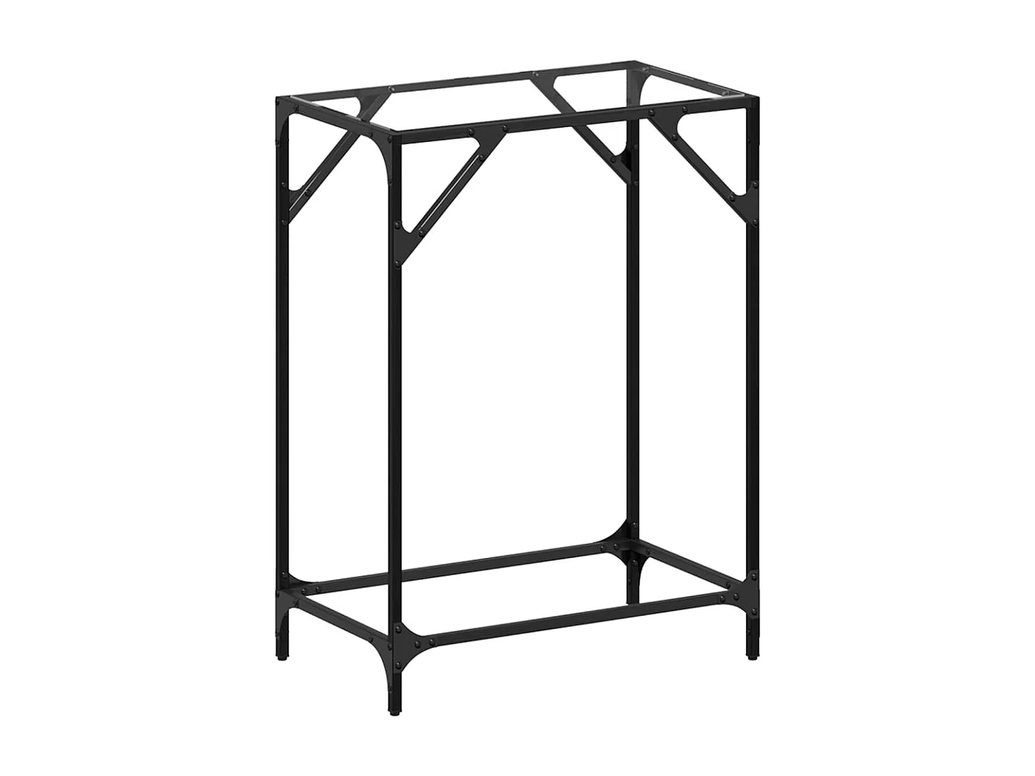 Table console avec dessus en verre transparent 60x35x81cm acier FR785920