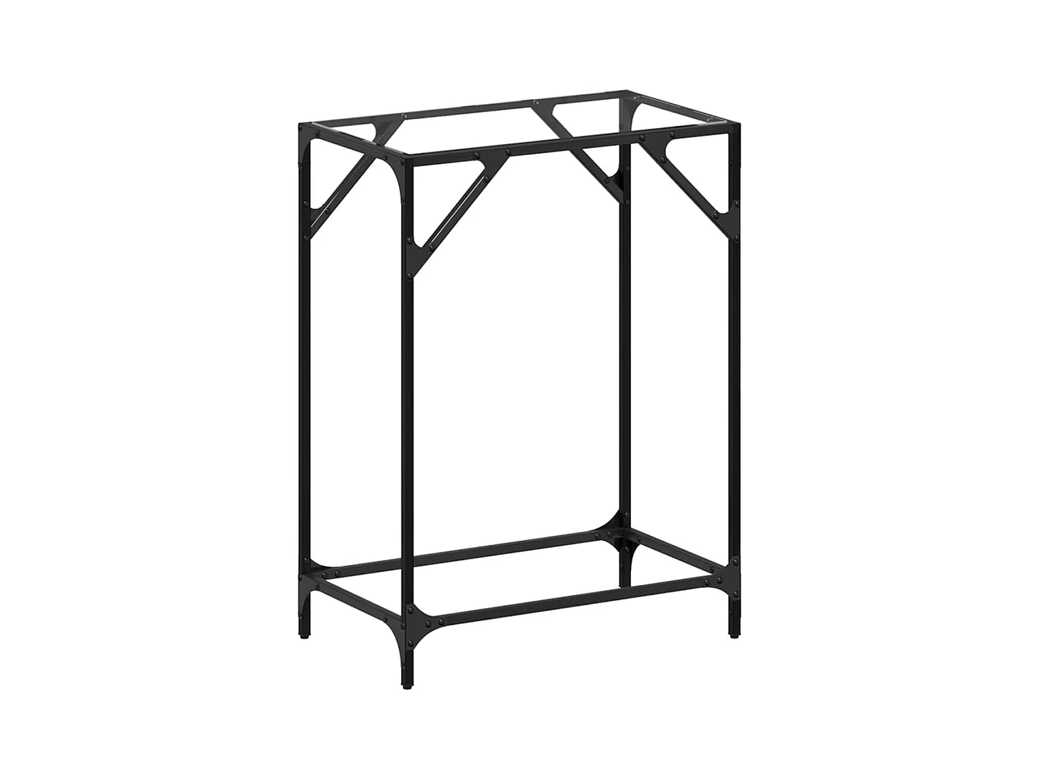 Mesa consola c/ tampo em vidro transparente 60x35x81 cm aço PT935836