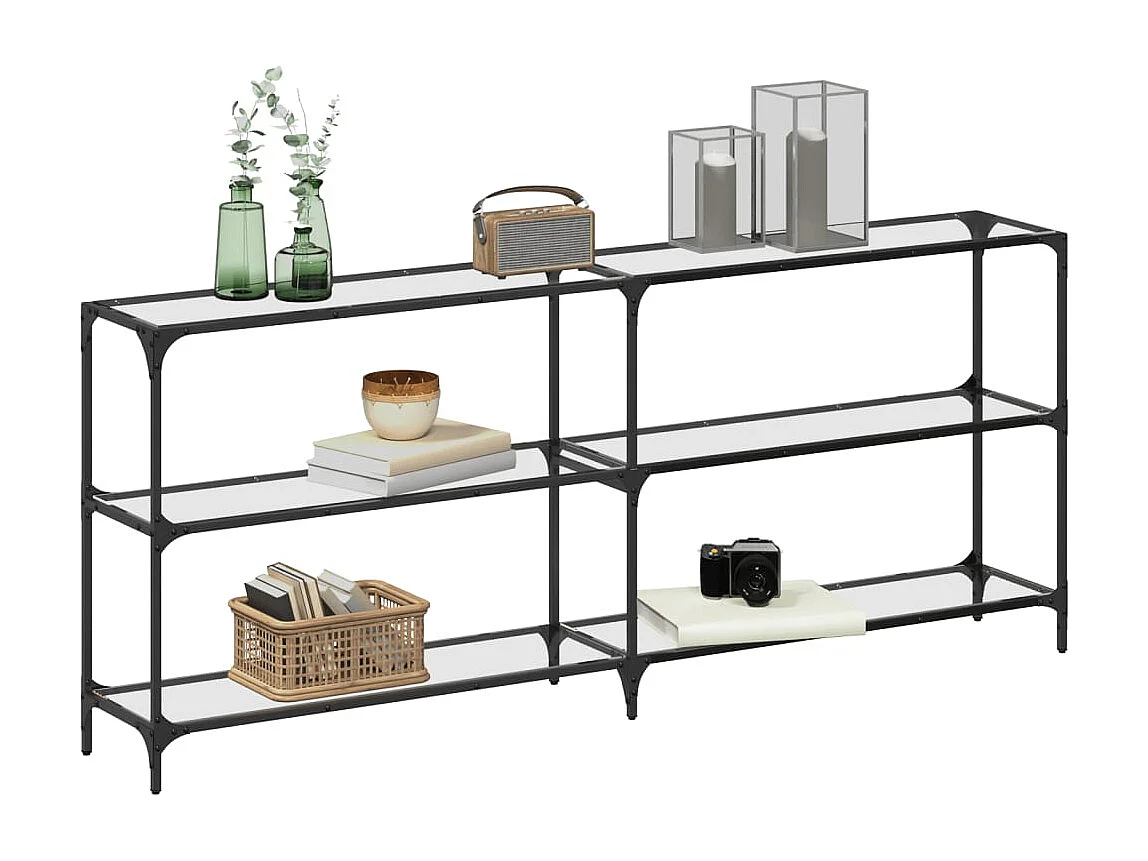 Table console avec dessus en verre transparent 194,5x30x81 cm FR982413
