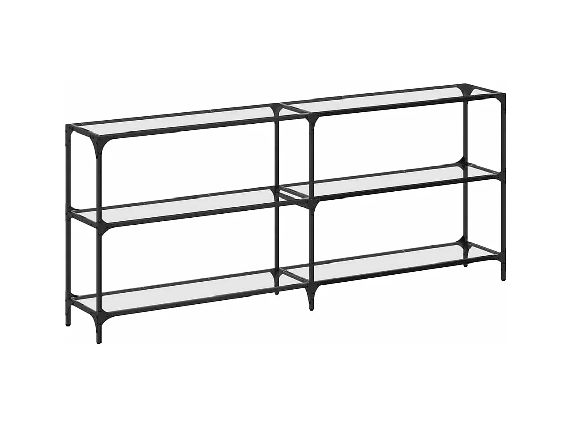 Mesa consola com tampo em vidro transparente 194,5x30x81 cm aço PT263716