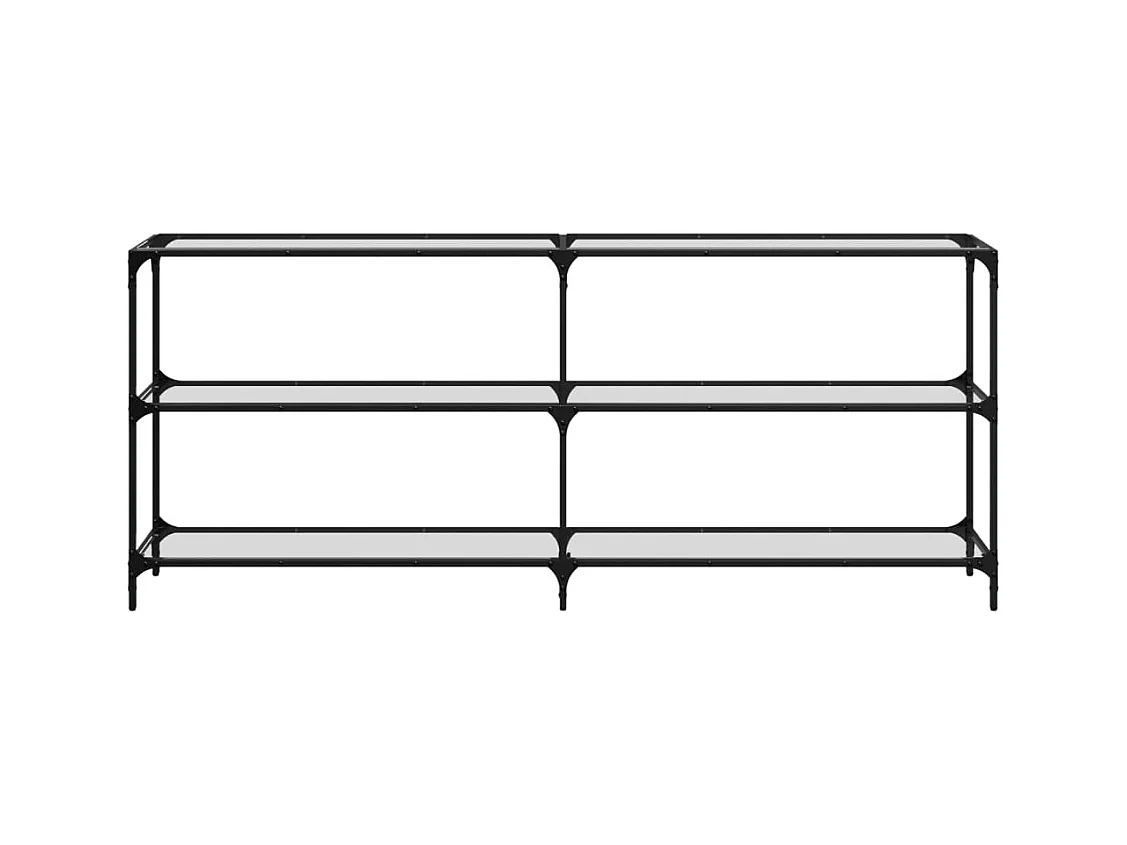 Mesa consola com tampo em vidro transparente 194,5x30x81 cm aço PT263716