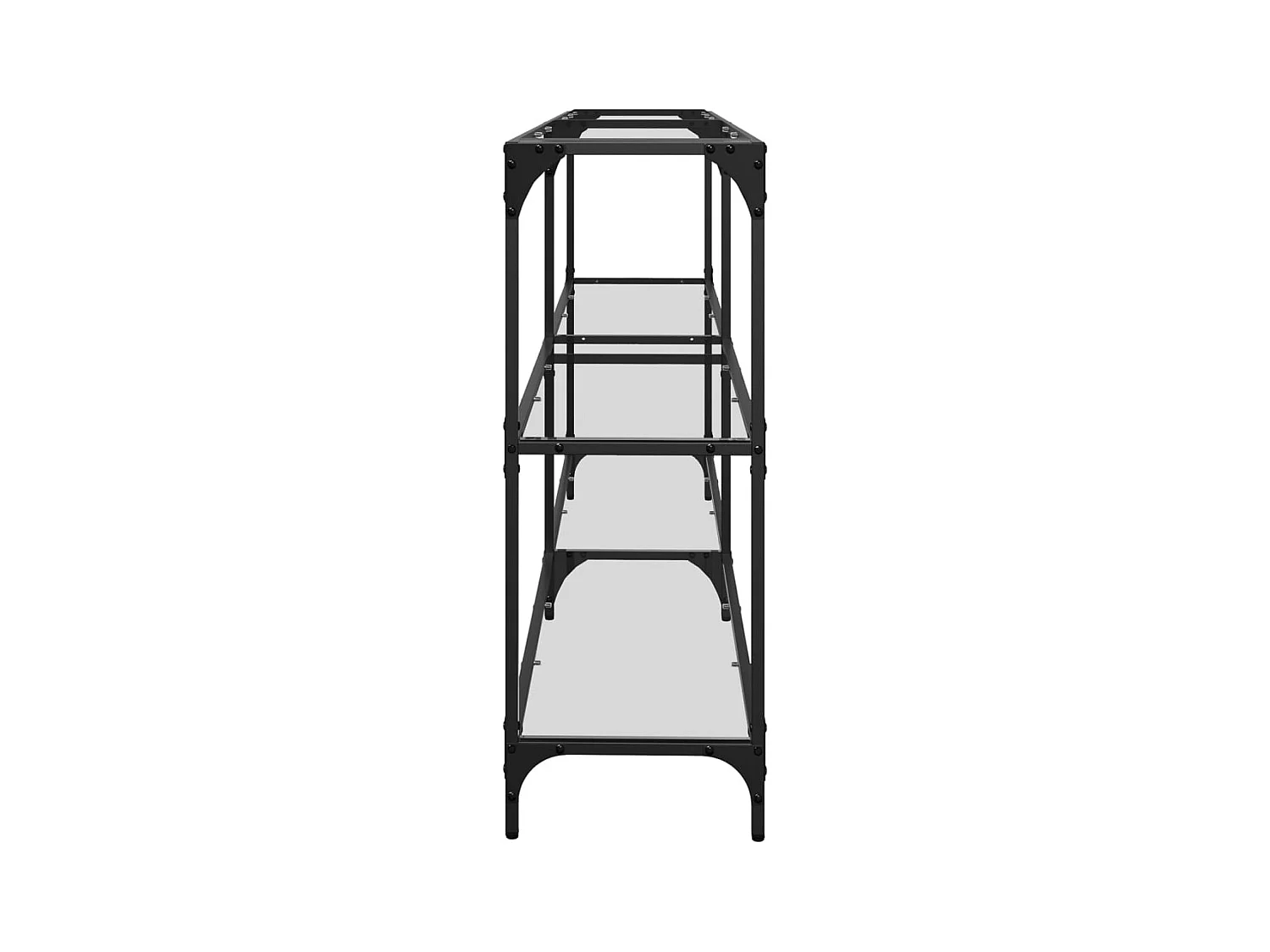 Mesa consola com tampo em vidro transparente 194,5x30x81 cm aço PT263716