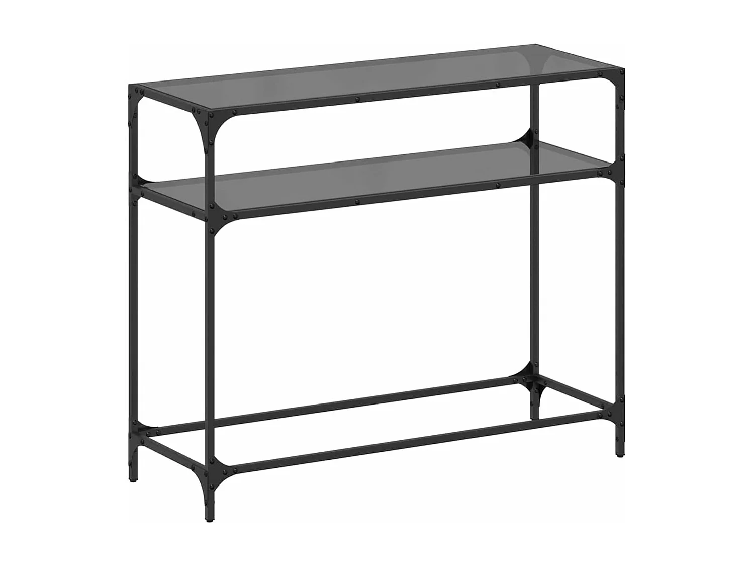 Table console avec dessus en verre noir 98x35x81 cm acier FR558571
