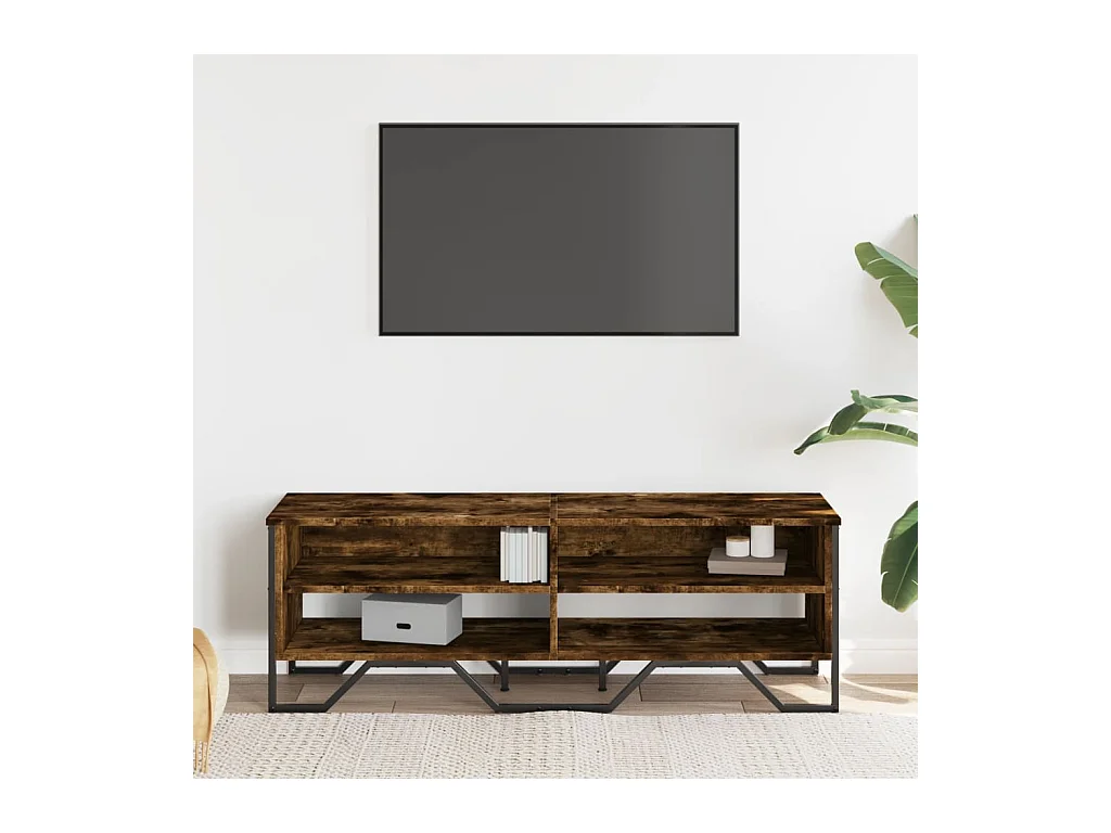 Tv-meubel 122x34x41 cm bewerkt hout gerookt eikenkleurig BE934929