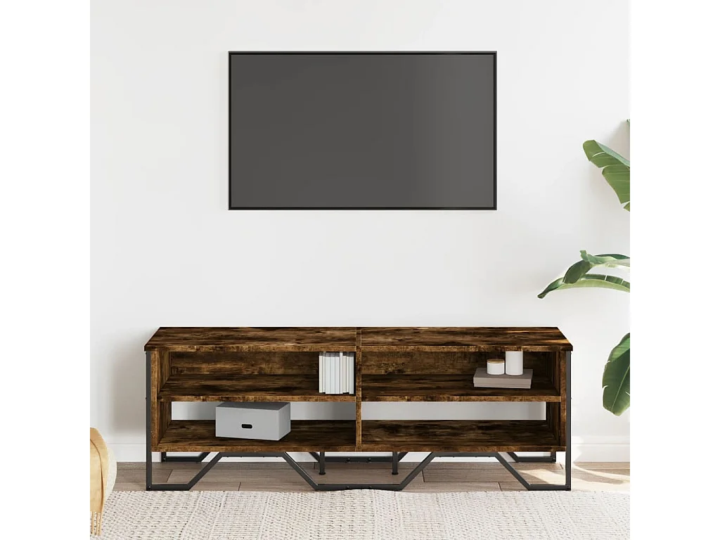 Tv-meubel 122x34x41 cm bewerkt hout gerookt eikenkleurig BE934929
