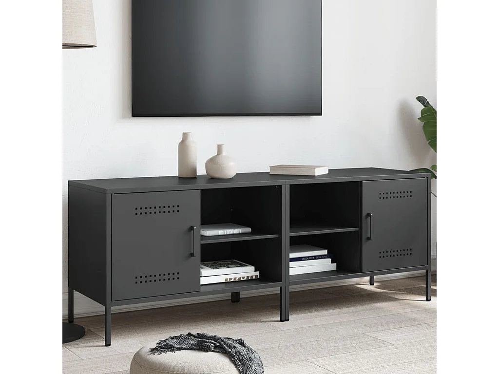 Muebles de TV 2 piezas acero negro 68x39x50,5 cm ES916170
