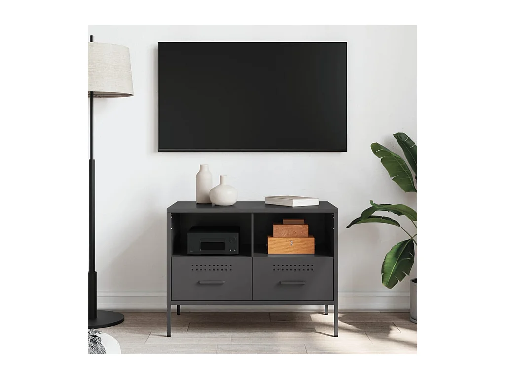 Tv-meubel 68x39x50,5 cm staal zwart BE613151
